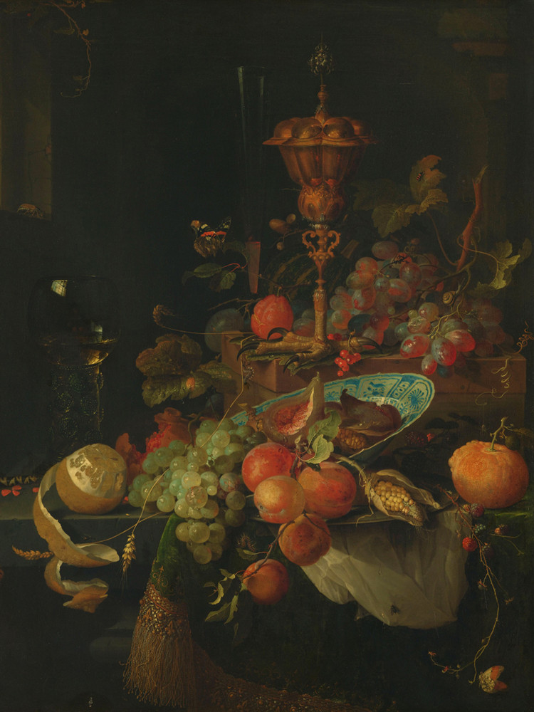 Abraham Mignon - Stilleven met vruchten en bokaal op hanenpoot - Aluminium RS29-Abraham-Mignon---Stilleven-met-vruchten-en-bokaal-op-hanenpoot.png